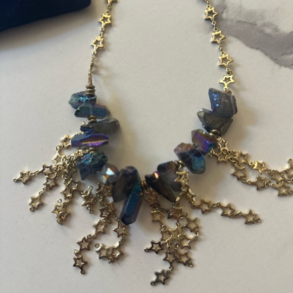 Hespera Jewelry - Gold Star and Rainbow Quartz Necklace